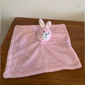 Jimco Lamp Lovey Bunny Stuffed Animal Pink Baby Embossed Security Blanket 14"